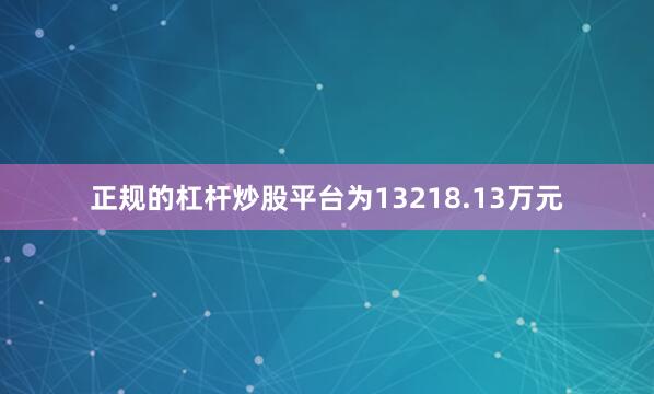 正规的杠杆炒股平台为13218.13万元